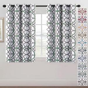 imageHVERSAILTEX Blackout Curtains Printed Design 84 Inch Length 2 Panels Set Thermal Insulated Curtains for Bedroom Living Room Geometric Modern Grommet Window Drapes  Taupe and BrownIvy  Gray