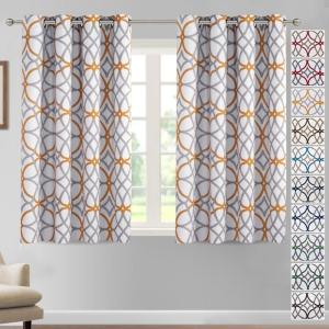 imageHVERSAILTEX Blackout Curtains Printed Design 84 Inch Length 2 Panels Set Thermal Insulated Curtains for Bedroom Living Room Geometric Modern Grommet Window Drapes  Taupe and BrownMustard  Gray