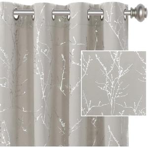 imageHVERSAILTEX Blackout Curtains for Bedroom Foil Print Twig Tree Branch Thermal Insulated Grommet Curtain Drapes Light Blocking Thick Soft Window Curtains for Living 52 x 84 Inch 2 Panels SageStone
