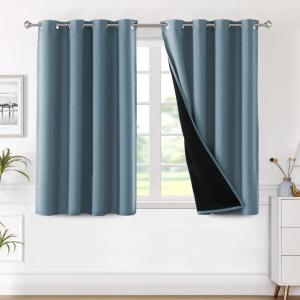 imageHVERSAILTEX Blackout Curtains for Windows Super HeavyDuty Lined Darkness Drapes for Bedroom Privacy Assured Window Treatment for Patio Pack of 2 52 x 108 inch White Front with White LinerStone Blue