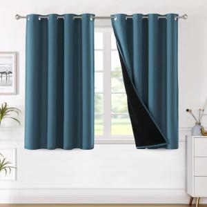 imageHVERSAILTEX Blackout Curtains for Windows Super HeavyDuty Lined Darkness Drapes for Bedroom Privacy Assured Window Treatment for Patio Pack of 2 52 x 108 inch White Front with White LinerMallard Blue