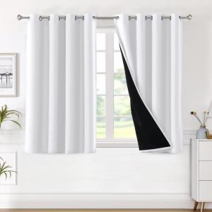 imageHVERSAILTEX Blackout Curtains for Windows Super HeavyDuty Lined Darkness Drapes for Bedroom Privacy Assured Window Treatment for Patio Pack of 2 52 x 108 inch White Front with White LinerPearl White