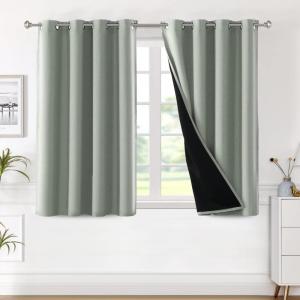 imageHVERSAILTEX Blackout Curtains for Windows Super HeavyDuty Lined Darkness Drapes for Bedroom Privacy Assured Window Treatment for Patio Pack of 2 52 x 108 inch White Front with White LinerSage