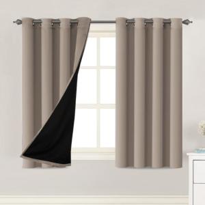 imageHVERSAILTEX Blackout Curtains for Windows Super HeavyDuty Lined Darkness Drapes for Bedroom Privacy Assured Window Treatment for Patio Pack of 2 52 x 108 inch White Front with White LinerKhaki