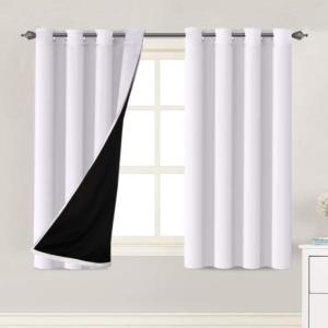 imageHVERSAILTEX Blackout Curtains for Windows Super HeavyDuty Lined Darkness Drapes for Bedroom Privacy Assured Window Treatment for Patio Pack of 2 52 x 108 inch White Front with White LinerWhiteBlack