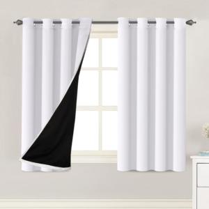 imageHVERSAILTEX Blackout Curtains for Windows Super HeavyDuty Lined Darkness Drapes for Bedroom Privacy Assured Window Treatment for Patio Pack of 2 52 x 108 inch White Front with White LinerWhiteGreish White