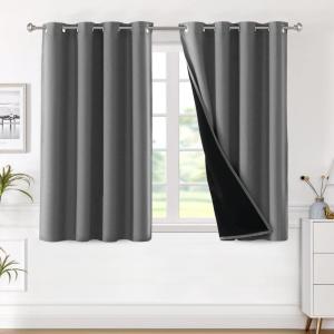 imageHVERSAILTEX Blackout Curtains for Windows Super HeavyDuty Lined Darkness Drapes for Bedroom Privacy Assured Window Treatment for Patio Pack of 2 52 x 108 inch White Front with White LinerCharcoal Gray