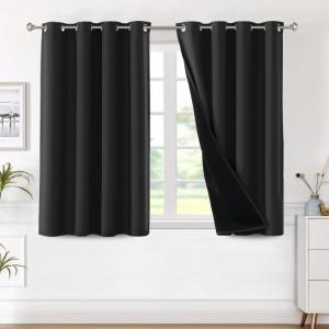 imageHVERSAILTEX Blackout Curtains for Windows Super HeavyDuty Lined Darkness Drapes for Bedroom Privacy Assured Window Treatment for Patio Pack of 2 52 x 108 inch White Front with White LinerBlack