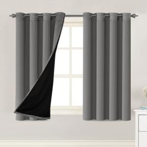imageHVERSAILTEX Blackout Curtains for Windows Super HeavyDuty Lined Darkness Drapes for Bedroom Privacy Assured Window Treatment for Patio Pack of 2 52 x 108 inch White Front with White LinerGrey