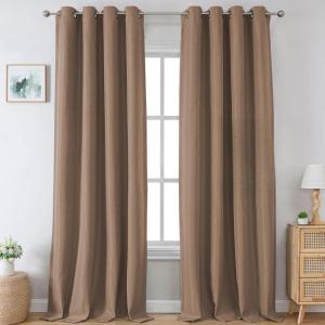 imageHVERSAILTEX Blackout Linen Curtains 84 inch Length 2 Panels Thick Light Blocking Curtain Thermal Insulated Window Drapes for Bedroom Rustic Farmhouse Curtains for Living Room  Heather Light TaupeHeather Mocha