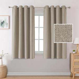 imageHVERSAILTEX Blackout Linen Curtains 84 inch Length 2 Panels Thick Light Blocking Curtain Thermal Insulated Window Drapes for Bedroom Rustic Farmhouse Curtains for Living Room  Heather Light TaupeHeather Light Taupe