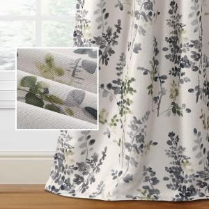 imageHVERSAILTEX Blackout Linen Curtains 84 inch Length 2 Panels Thick Light Blocking Curtain Thermal Insulated Window Drapes for Bedroom Rustic Farmhouse Curtains for Living Room  Heather Light TaupeFloral in GreySage
