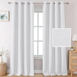 imageHVERSAILTEX Blackout Linen Curtains 84 inch Length 2 Panels Thick Light Blocking Curtain Thermal Insulated Window Drapes for Bedroom Rustic Farmhouse Curtains for Living Room  Heather Light TaupeHeather Pure White