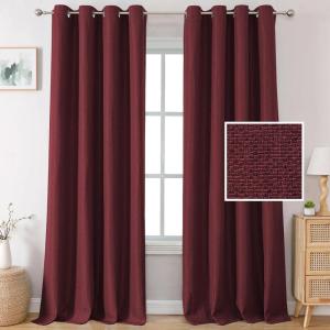imageHVERSAILTEX Blackout Linen Curtains 84 inch Length 2 Panels Thick Light Blocking Curtain Thermal Insulated Window Drapes for Bedroom Rustic Farmhouse Curtains for Living Room  Heather Light TaupeHeather Burgundy