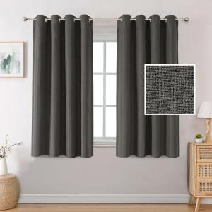 imageHVERSAILTEX Blackout Linen Curtains 84 inch Length 2 Panels Thick Light Blocking Curtain Thermal Insulated Window Drapes for Bedroom Rustic Farmhouse Curtains for Living Room  Heather Light TaupeHeather Charcoal Gray
