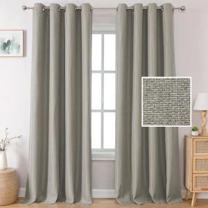 imageHVERSAILTEX Blackout Linen Curtains 84 inch Length 2 Panels Thick Light Blocking Curtain Thermal Insulated Window Drapes for Bedroom Rustic Farmhouse Curtains for Living Room  Heather Light TaupeHeather Taupe