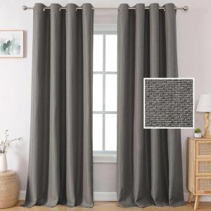 imageHVERSAILTEX Blackout Linen Curtains 84 inch Length 2 Panels Thick Light Blocking Curtain Thermal Insulated Window Drapes for Bedroom Rustic Farmhouse Curtains for Living Room  Heather Light TaupeHeather Taupe Gray