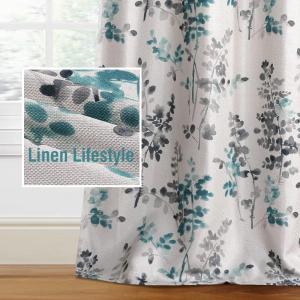 imageHVERSAILTEX Blackout Linen Curtains 84 inch Length 2 Panels Thick Light Blocking Curtain Thermal Insulated Window Drapes for Bedroom Rustic Farmhouse Curtains for Living Room  Heather Light TaupeFloral in GreyTurquoise