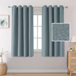imageHVERSAILTEX Blackout Linen Curtains 84 inch Length 2 Panels Thick Light Blocking Curtain Thermal Insulated Window Drapes for Bedroom Rustic Farmhouse Curtains for Living Room  Heather Light TaupeHeather Stone Blue