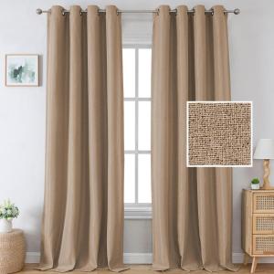 imageHVERSAILTEX Blackout Linen Curtains 84 inch Length 2 Panels Thick Light Blocking Curtain Thermal Insulated Window Drapes for Bedroom Rustic Farmhouse Curtains for Living Room  Heather Light TaupeHeather Sand Stone