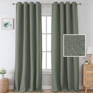 imageHVERSAILTEX Blackout Linen Curtains 84 inch Length 2 Panels Thick Light Blocking Curtain Thermal Insulated Window Drapes for Bedroom Rustic Farmhouse Curtains for Living Room  Heather Light TaupeHeather Tea Tree
