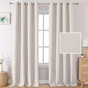 imageHVERSAILTEX Blackout Linen Curtains 84 inch Length 2 Panels Thick Light Blocking Curtain Thermal Insulated Window Drapes for Bedroom Rustic Farmhouse Curtains for Living Room  Heather Light TaupeHeather Ivory