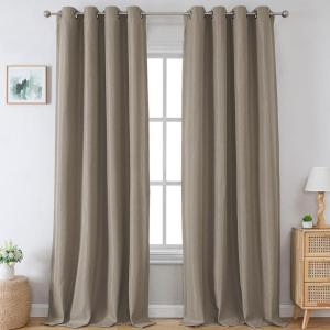 imageHVERSAILTEX Blackout Linen Curtains 84 inch Length 2 Panels Thick Light Blocking Curtain Thermal Insulated Window Drapes for Bedroom Rustic Farmhouse Curtains for Living Room  Heather Light TaupeHeather Greige