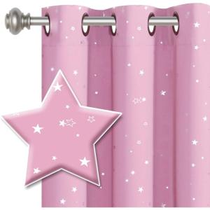 imageHVERSAILTEX Blackout Star Curtains for Kids Room Boys Girls Twinkle Silver Stars Thermal Insulated Cute Thick Soft Curtain Drapes Grommet Top 1 Panel 52quot W x 63quot L GreyPinkSilver