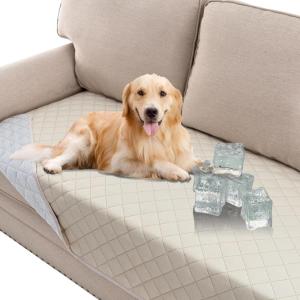 imageHVERSAILTEX Cooling Dog Blanket Soft Dog Bed Cover Cold Sofa Couch Cover for Dogs Washable NonSlip Pet Blanket for Sofa Furniture 32quot x 74quot Glacier GrayBeige