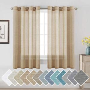imageHVERSAILTEX Curtains 96 inches Long Linen CurtainsNatural Linen Blended Sheer CurtainPanelsDrapes for Living Room Home Decorative Privacy Window Treatment Nickel Grommets NaturalTaffy