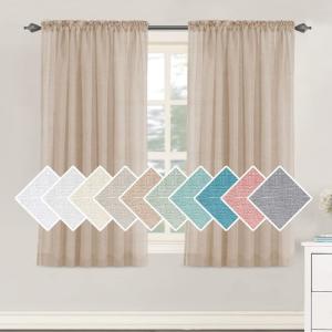 imageHVERSAILTEX Natural Linen Blended Curtains 84 Inches Length 2 Panels Textured Woven Linen Sheer Curtain Drapes for Living RoomBedroom Light Filtering Rod Pocket Casual Draperies  Off WhiteNatural