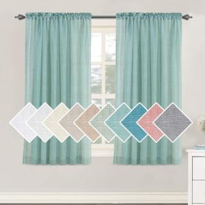 imageHVERSAILTEX Natural Linen Blended Curtains 84 Inches Length 2 Panels Textured Woven Linen Sheer Curtain Drapes for Living RoomBedroom Light Filtering Rod Pocket Casual Draperies  Off WhiteSea Mist