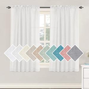 imageHVERSAILTEX Natural Linen Blended Curtains 84 Inches Length 2 Panels Textured Woven Linen Sheer Curtain Drapes for Living RoomBedroom Light Filtering Rod Pocket Casual Draperies  Off WhiteOff White