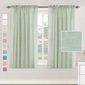 imageHVERSAILTEX Natural Linen Blended Curtains 84 Inches Length 2 Panels Textured Woven Linen Sheer Curtain Drapes for Living RoomBedroom Light Filtering Rod Pocket Casual Draperies  Off WhiteSage