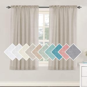 imageHVERSAILTEX Natural Linen Blended Curtains 84 Inches Length 2 Panels Textured Woven Linen Sheer Curtain Drapes for Living RoomBedroom Light Filtering Rod Pocket Casual Draperies  Off WhiteLinen