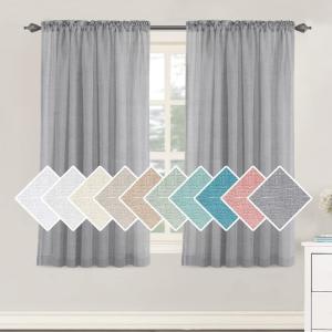 imageHVERSAILTEX Natural Linen Blended Curtains 84 Inches Length 2 Panels Textured Woven Linen Sheer Curtain Drapes for Living RoomBedroom Light Filtering Rod Pocket Casual Draperies  Off WhiteGrey