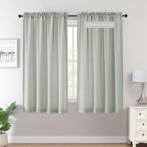 imageHVERSAILTEX Sheer Curtains 84 inches Long NoSeeThrough Farmhouse Light Filtering Drapes for Living RoomBedroom SemiSheer Privacy Window Panels with Rod Pocket Natural 2 PanelsSage