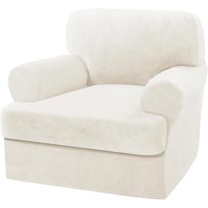 imageHVERSAILTEX Sofa Cover 4 Piece T Cushion Sofa Slipcovers Thick Velvet Couch Cover Stretch T Cushion Sofa Covers for 3 Cushion Couch with 3 Individual T Cushion Covers Burnt BrickPorcelain