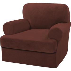 imageHVERSAILTEX Sofa Cover 4 Piece T Cushion Sofa Slipcovers Thick Velvet Couch Cover Stretch T Cushion Sofa Covers for 3 Cushion Couch with 3 Individual T Cushion Covers Burnt BrickBurnt Brick