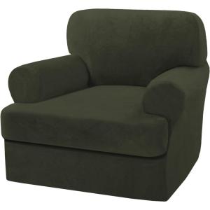 imageHVERSAILTEX Sofa Cover 4 Piece T Cushion Sofa Slipcovers Thick Velvet Couch Cover Stretch T Cushion Sofa Covers for 3 Cushion Couch with 3 Individual T Cushion Covers Burnt BrickOlive