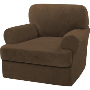 imageHVERSAILTEX Sofa Cover 4 Piece T Cushion Sofa Slipcovers Thick Velvet Couch Cover Stretch T Cushion Sofa Covers for 3 Cushion Couch with 3 Individual T Cushion Covers Burnt BrickBronze Brown