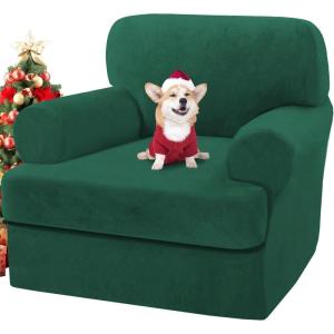 imageHVERSAILTEX Sofa Cover 4 Piece T Cushion Sofa Slipcovers Thick Velvet Couch Cover Stretch T Cushion Sofa Covers for 3 Cushion Couch with 3 Individual T Cushion Covers Burnt BrickGreen