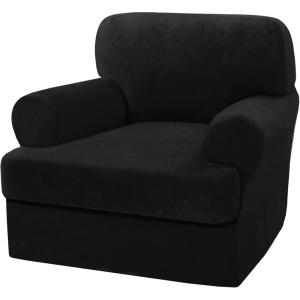 imageHVERSAILTEX Sofa Cover 4 Piece T Cushion Sofa Slipcovers Thick Velvet Couch Cover Stretch T Cushion Sofa Covers for 3 Cushion Couch with 3 Individual T Cushion Covers Burnt BrickBlack