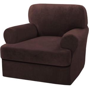 imageHVERSAILTEX Sofa Cover 4 Piece T Cushion Sofa Slipcovers Thick Velvet Couch Cover Stretch T Cushion Sofa Covers for 3 Cushion Couch with 3 Individual T Cushion Covers Burnt BrickBrown