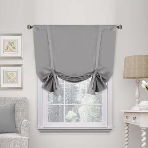imageHVERSAILTEX Tie Up Curtain Thermal Insulated Short Window Shade Light Blocking Curtains for BathroomKitchen Rod Pocket Panel 46in Wide by 63in Long IvoryDove Gray