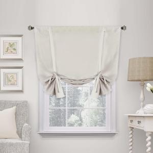 imageHVERSAILTEX Tie Up Curtain Thermal Insulated Short Window Shade Light Blocking Curtains for BathroomKitchen Rod Pocket Panel 46in Wide by 63in Long IvoryIvoryCream