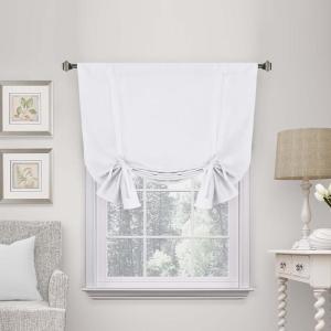 imageHVERSAILTEX Tie Up Curtain Thermal Insulated Short Window Shade Light Blocking Curtains for BathroomKitchen Rod Pocket Panel 46in Wide by 63in Long IvoryPure White