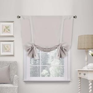 imageHVERSAILTEX Tie Up Curtain Thermal Insulated Short Window Shade Light Blocking Curtains for BathroomKitchen Rod Pocket Panel 46in Wide by 63in Long IvoryStone