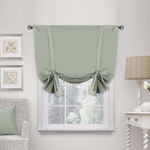 imageHVERSAILTEX Tie Up Curtain Thermal Insulated Short Window Shade Light Blocking Curtains for BathroomKitchen Rod Pocket Panel 46in Wide by 63in Long IvoryLight Sage