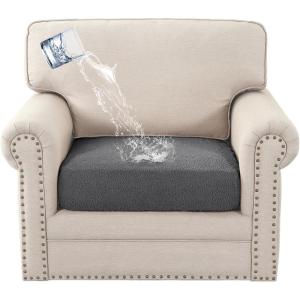 imageHVERSAILTEX Waterproof Sofa Seat Cushion Covers Sofa Covers for Seating Couch Cushion Slipcover Protectors Non Slip Cushion Cover Made of Looped Fleece Fabric Durable Sturdy 3 Pack GreyCharcoal
